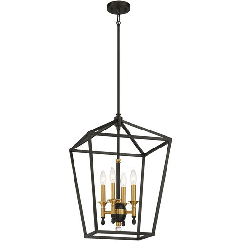 Townhall 4 Light 16 inch Coal/Soft Brass Pendant Ceiling Light